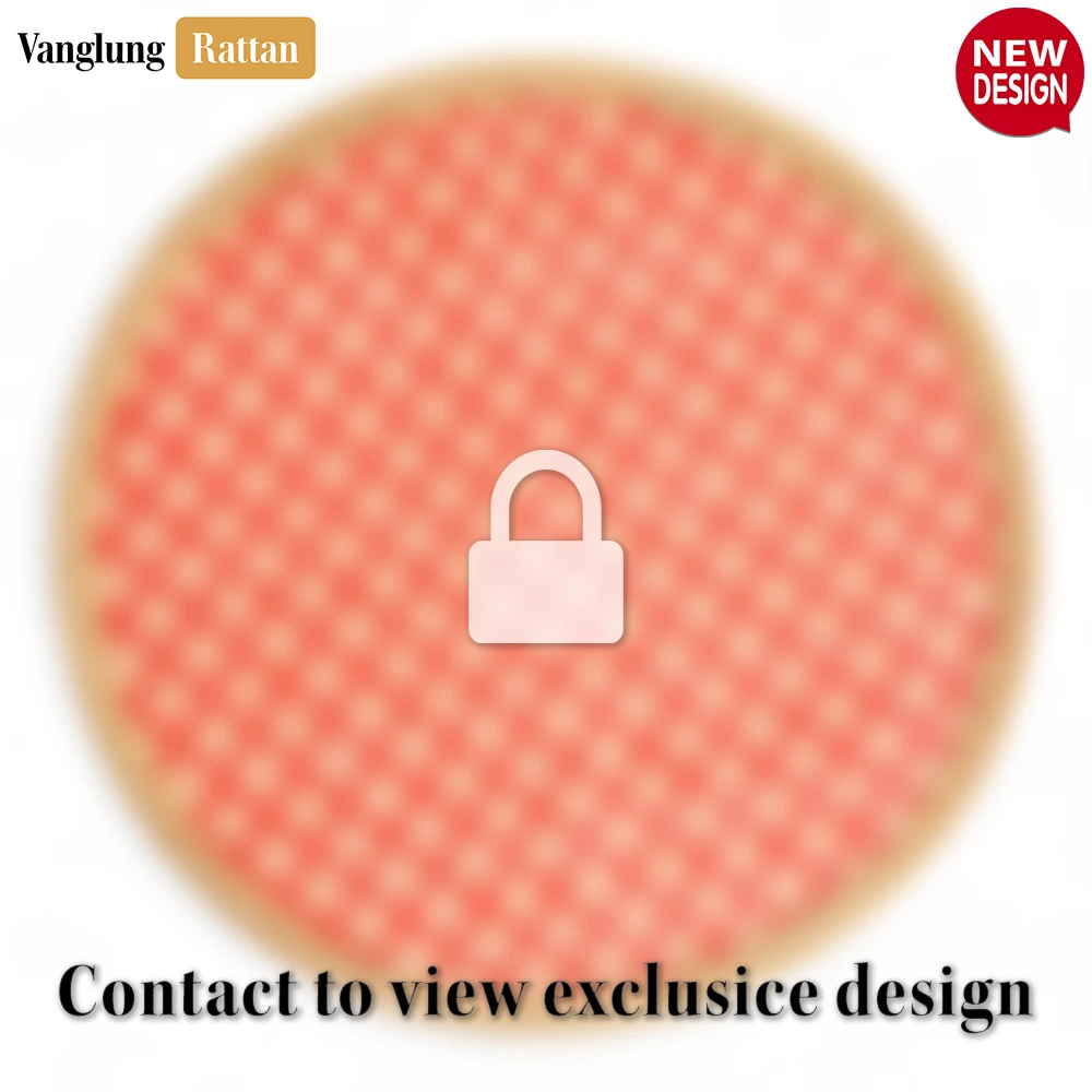 Round Natural Handwoven Bamboo Rattan Placemat with Red Geometric Diamond Pattern - UP054021 - Round Natural Handwoven Bamboo Rattan Placemat with Red Geometric Diamond Pattern - UP054021