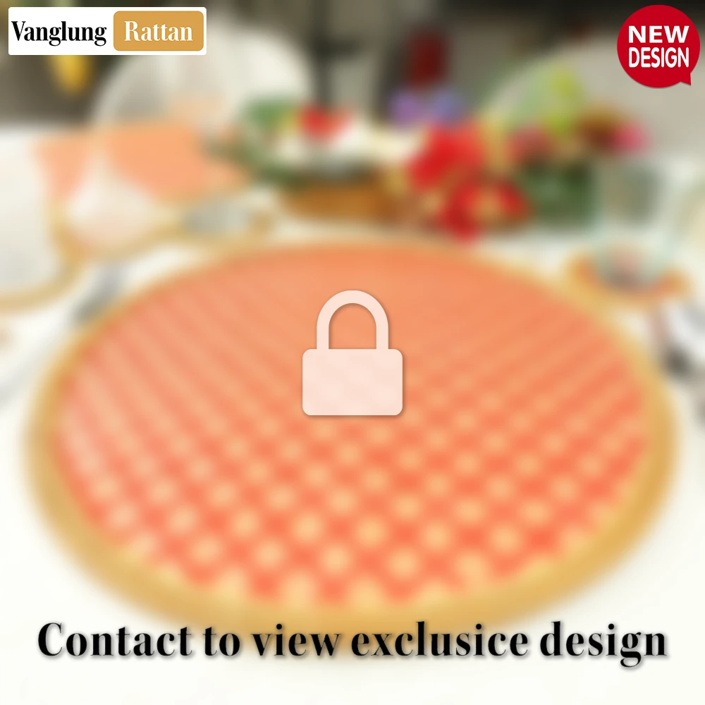 Round Natural Handwoven Bamboo Rattan Placemat with Red Geometric Diamond Pattern - UP054021 - Q: How do I clean and maintain my bamboo rattan placemat?