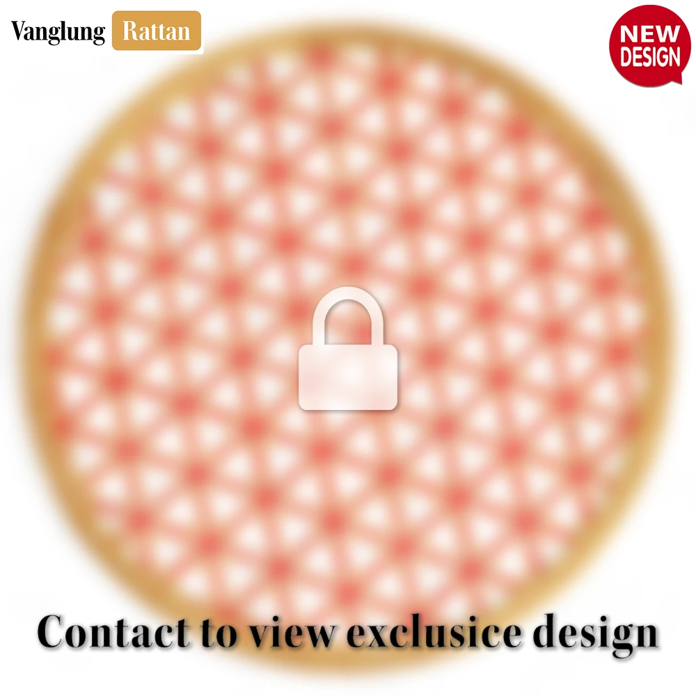 Round Natural Handwoven Bamboo Rattan Placemat with Red Star Hexagon Pattern - UP054028 - 🌟 Round Natural Handwoven Bamboo Rattan Placemat with Red Star Hexagon Pattern - UP054028