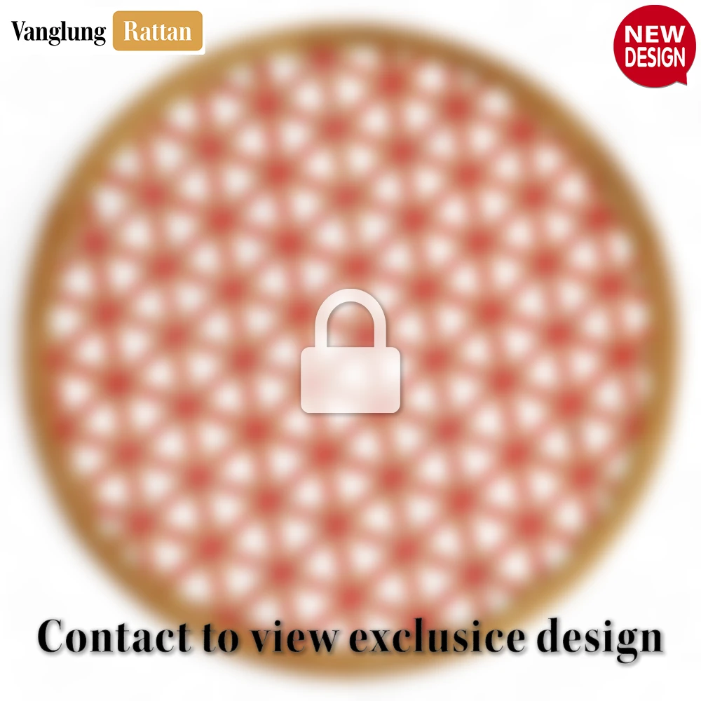 Round Natural Handwoven Bamboo Rattan Placemat with Red Star Hexagon Pattern - UP054028 - ✨ Product Highlights