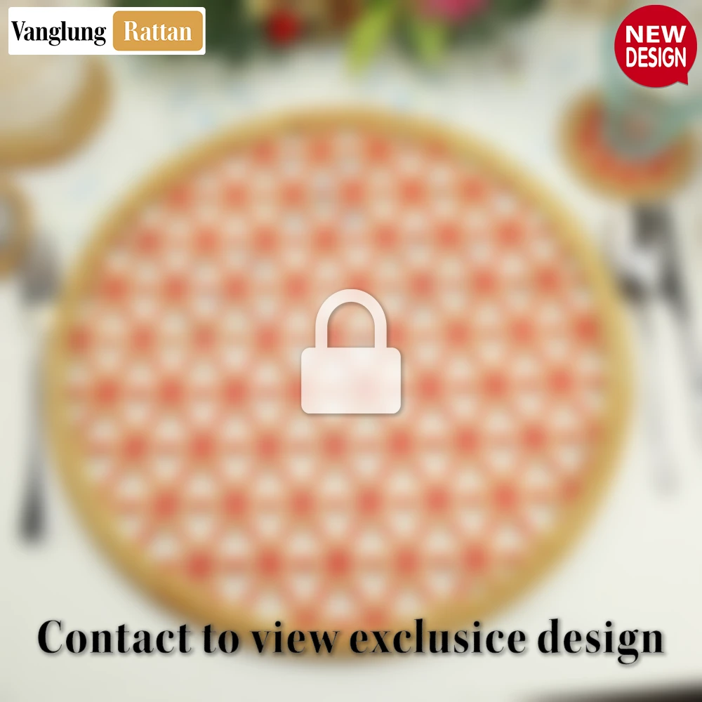 Round Natural Handwoven Bamboo Rattan Placemat with Red Star Hexagon Pattern - UP054028 - 🏆 Why Choose VanglungRattan?