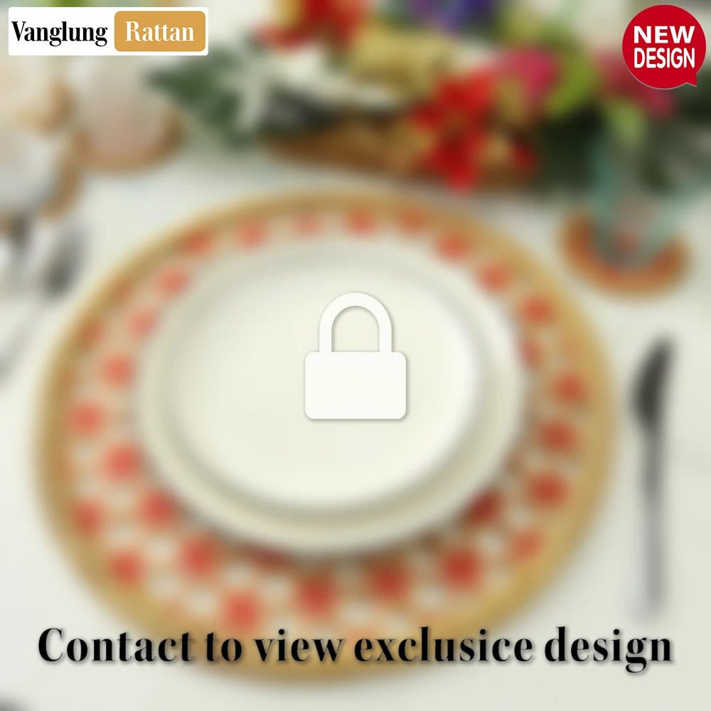 Round Natural Handwoven Bamboo Rattan Placemat with Red Star Hexagon Pattern - UP054028 - Q: How do I clean and maintain my bamboo rattan placemat?
