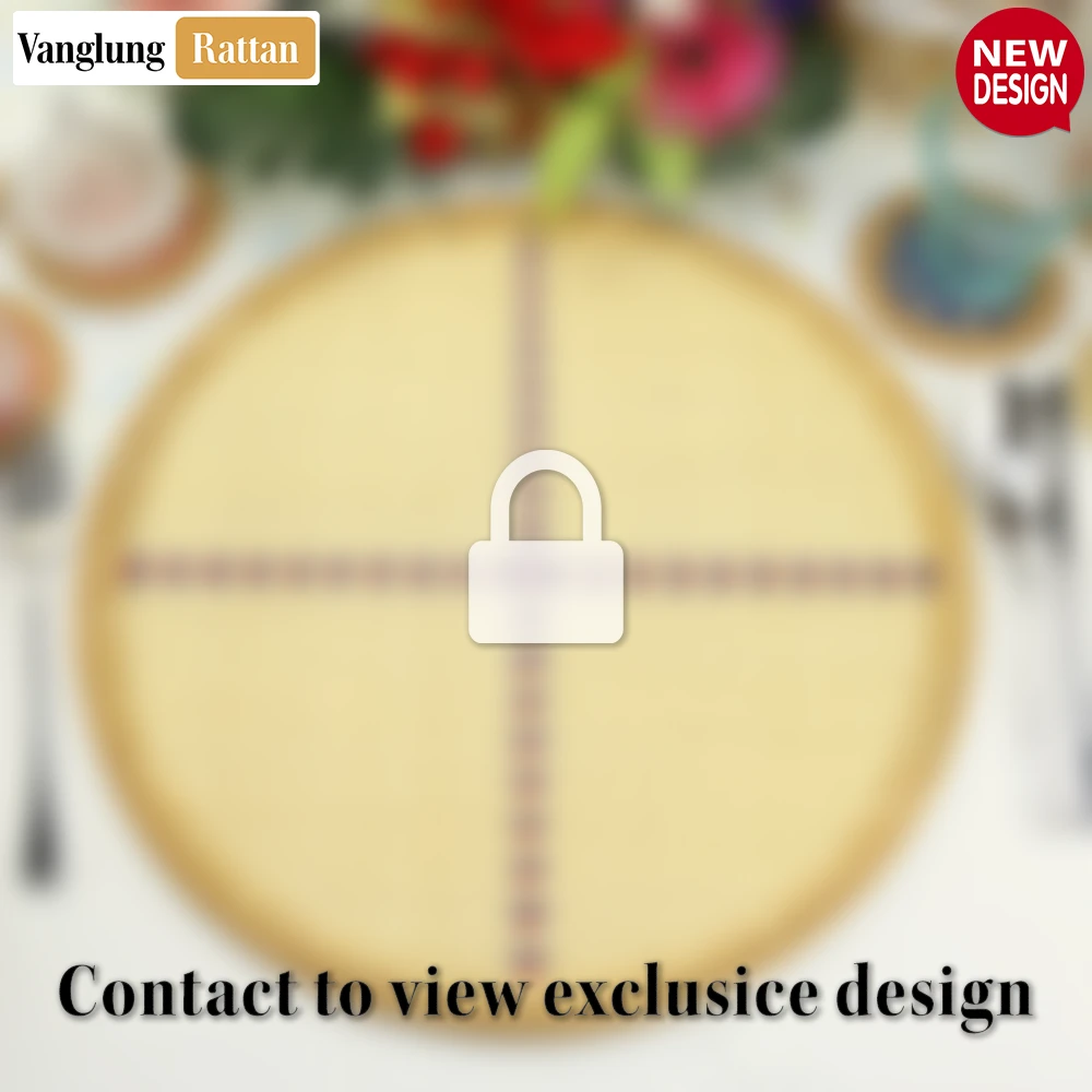 Round Natural Handwoven Bamboo Rattan Placemat with Stitched Cross Pattern - UP054026 - 🌿 Premium Materials & Craftsmanship