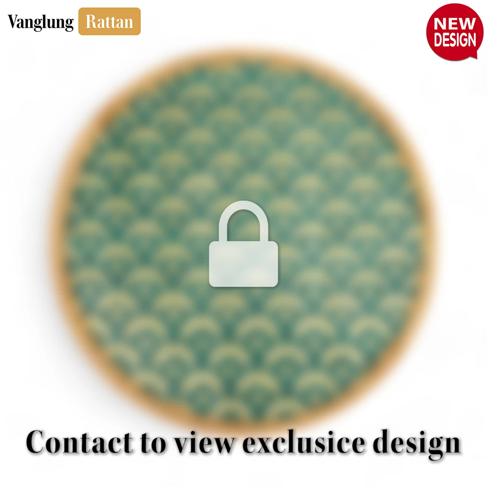 Round Natural Handwoven Bamboo Rattan Placemat with Teal Green Art Deco Fan Pattern - UP054022 - 🏠 Applications