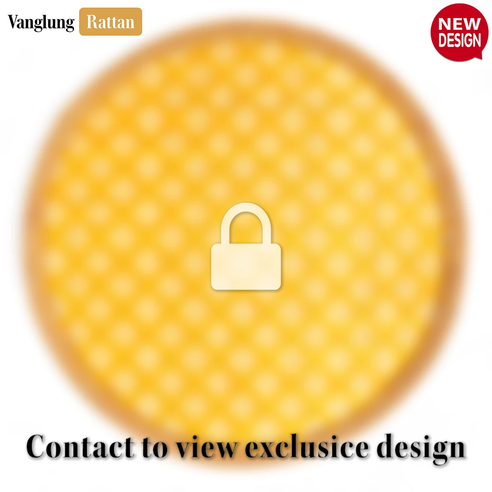 Round Natural Handwoven Bamboo Rattan Placemat with Yellow Geometric Diamond Pattern - UP054024 - ✨ Product Highlights
