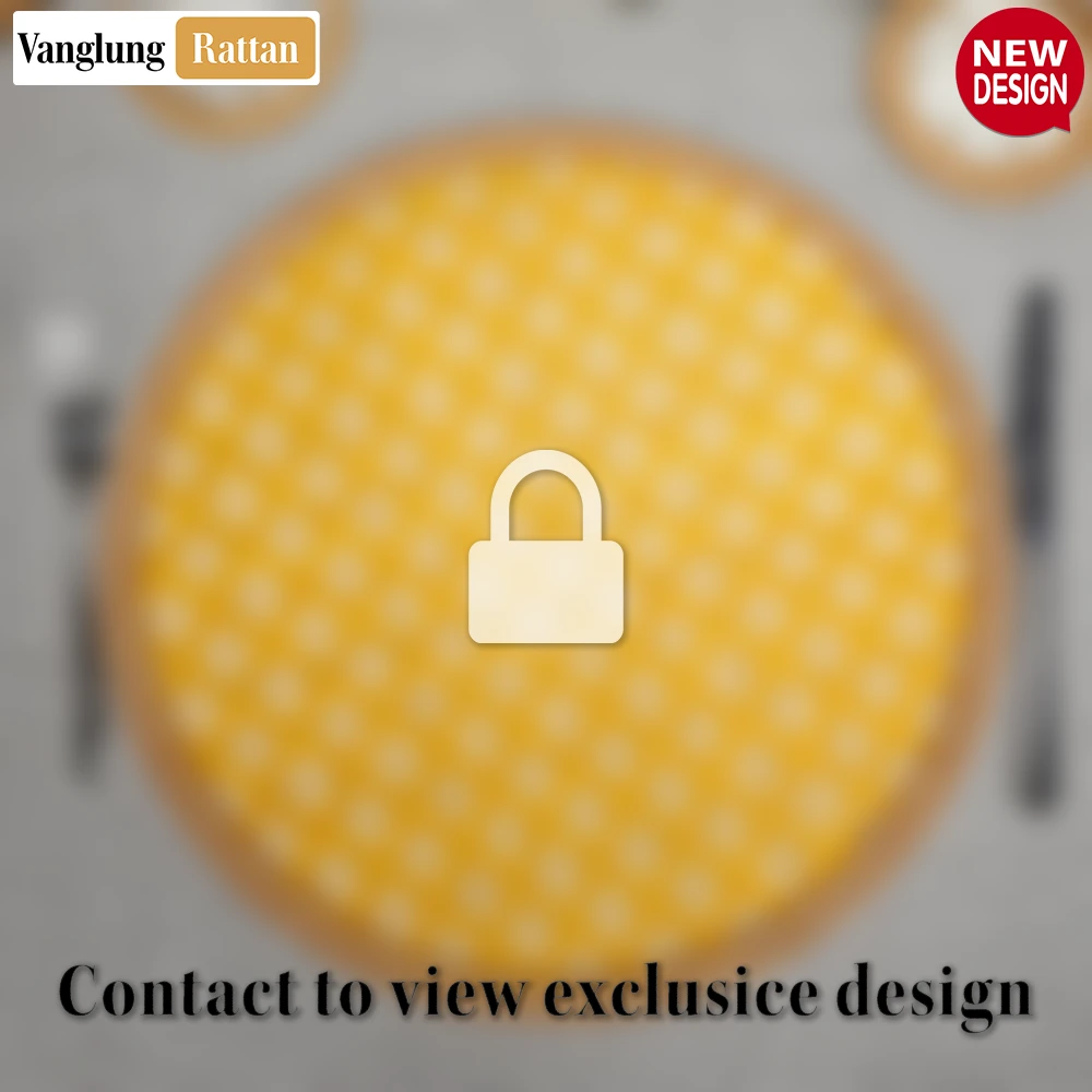 Round Natural Handwoven Bamboo Rattan Placemat with Yellow Geometric Diamond Pattern - UP054024 - 🌟 Why Choose VanglungRattan