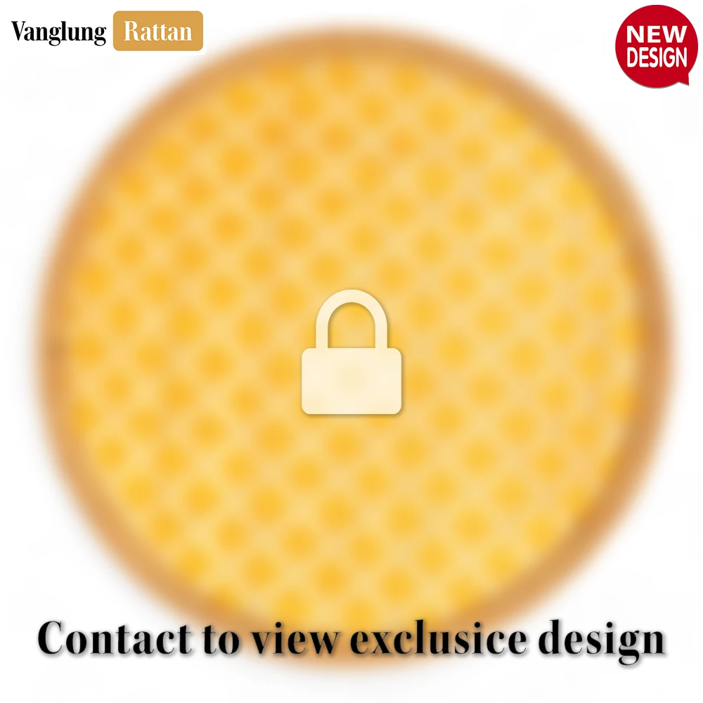 Round Natural Handwoven Bamboo Rattan Placemat with Yellow Geometric Diamond Pattern - UP054024 - Round Natural Handwoven Bamboo Rattan Placemat with Yellow Geometric Diamond Pattern - UP054024