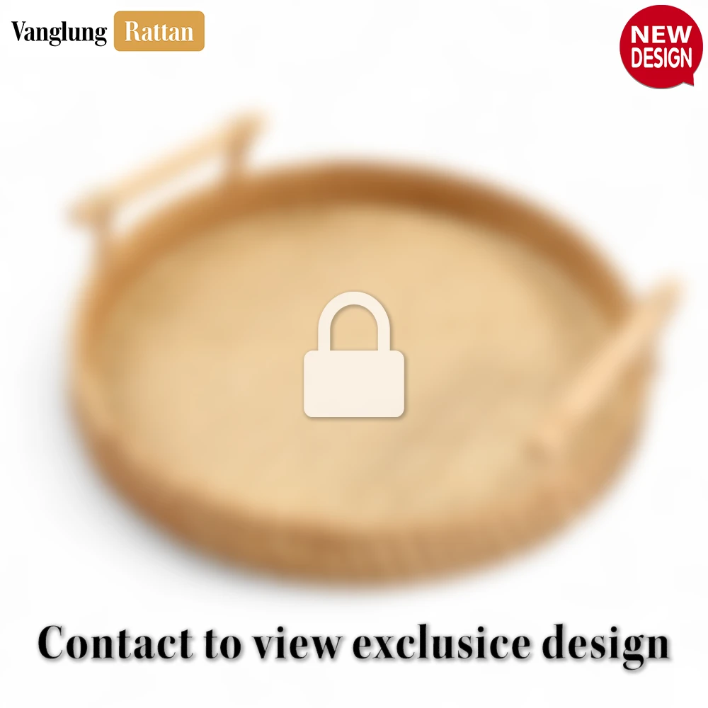 Round Natural Handwoven Bamboo Rattan Serving Tray with Check Weave and Modern Dowel Handles - STRO013001C-1.webp