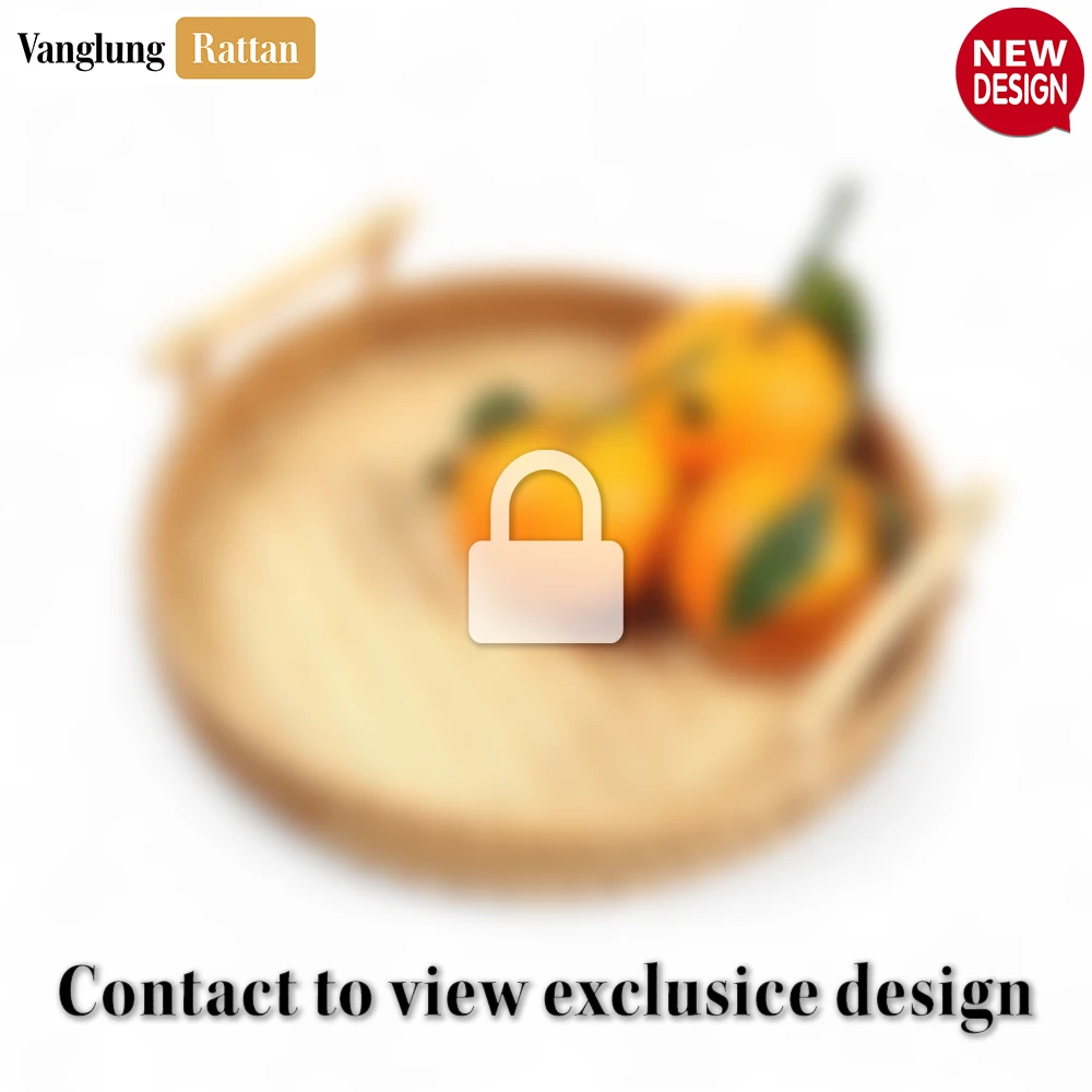 Round Natural Handwoven Bamboo Rattan Serving Tray with Check Weave and Modern Dowel Handles - STRO013001C-2.webp