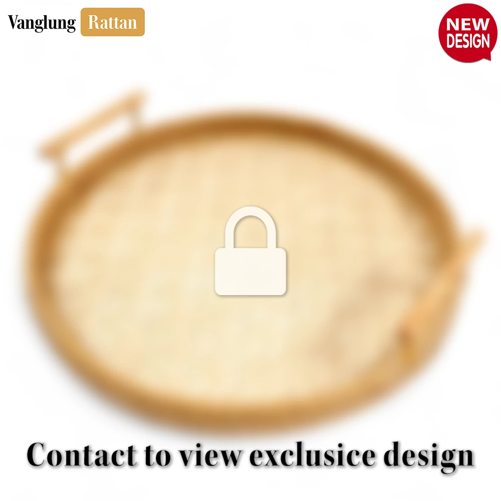 Round Natural Handwoven Bamboo Rattan Serving Tray with Diamond Weave and Modern Dowel Handles - STRO013002-1.webp