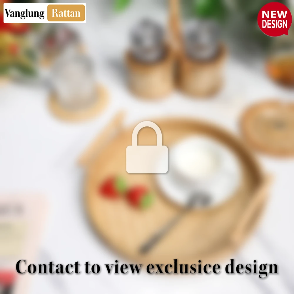 Round Natural Handwoven Bamboo Rattan Serving Tray with Twilled Twos Weave and Modern Dowel Handles - STRO013001CL - Q: How do I properly care for my bamboo rattan serving tray?