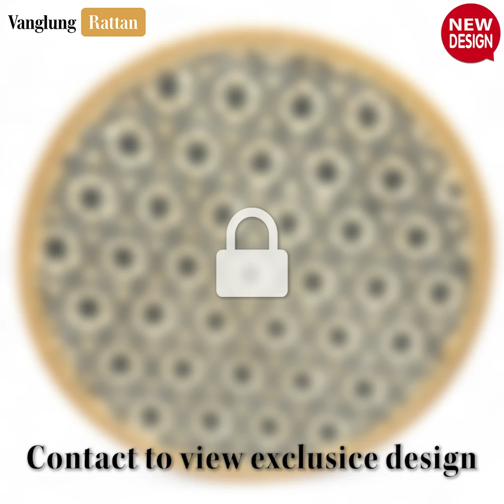 Round Natural Handwoven Bamboo Rattan Placemat with Black Hexagon Pattern - UP054012 - 🌿 Round Natural Handwoven Bamboo Rattan Placemat with Black Hexagon Pattern - UP054012
