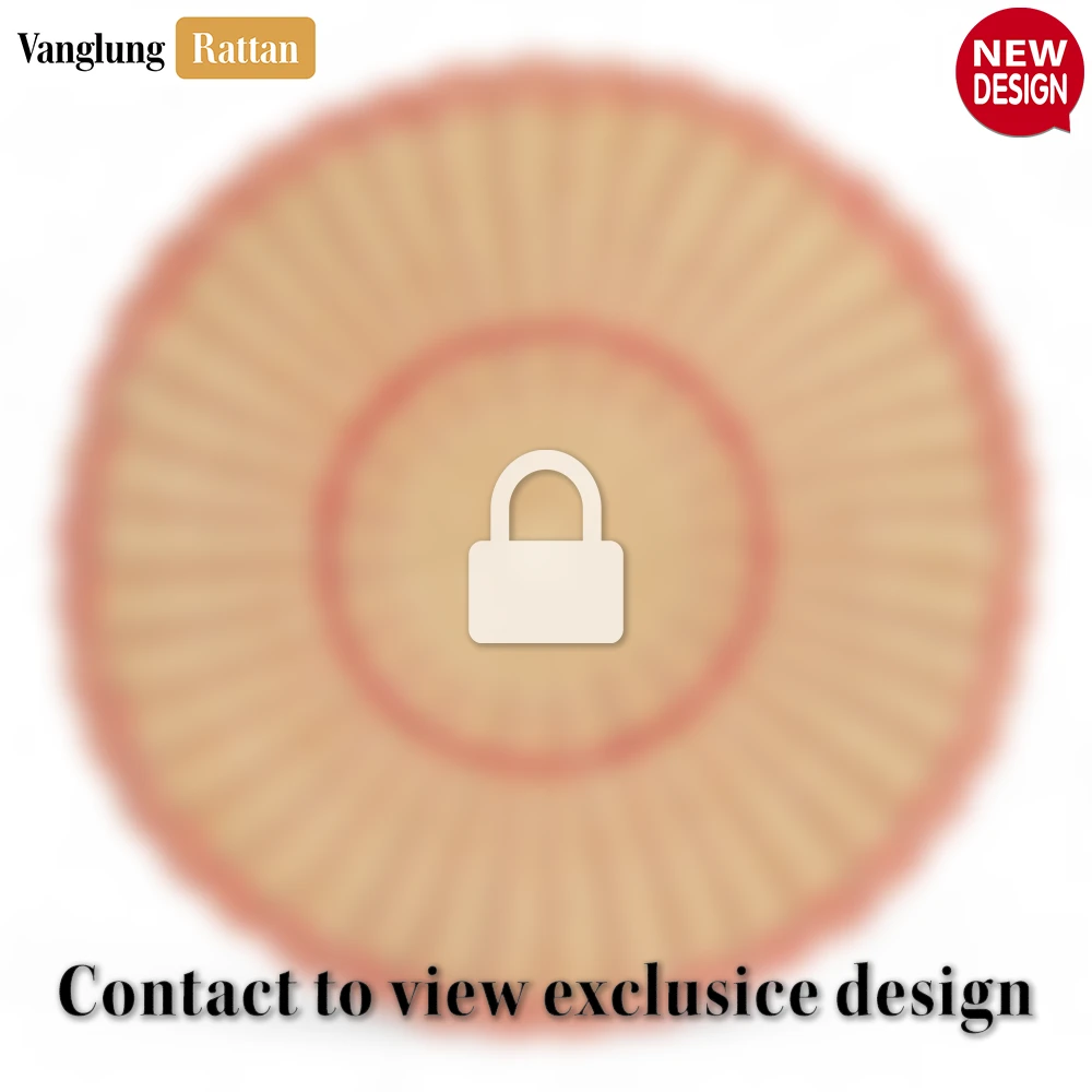 Round Natural Woven Rattan Placemat with Red Wavy Trim - UP034020 - 🌿 Round Natural Woven Rattan Placemat with Red Wavy Trim - UP034020