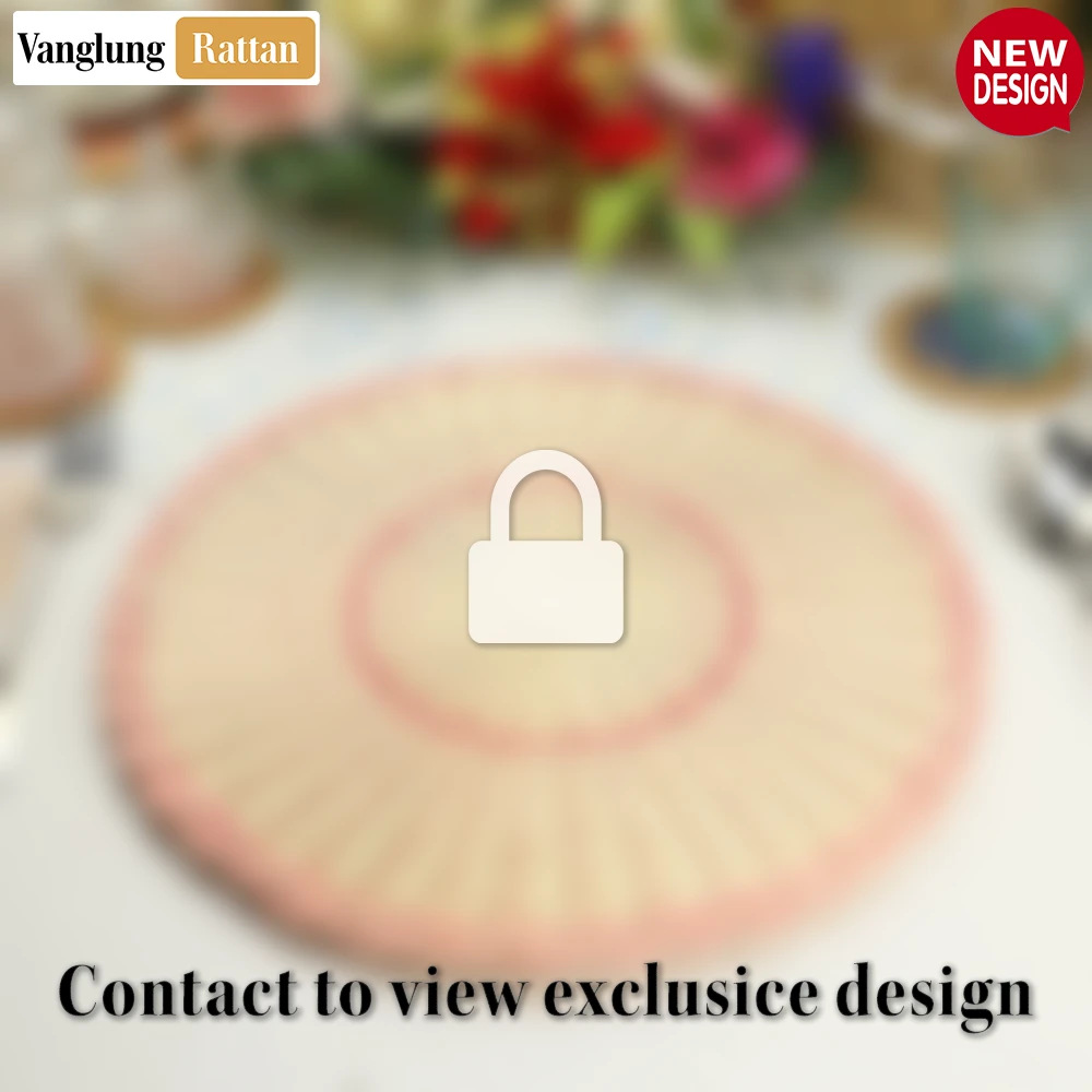 Round Natural Woven Rattan Placemat with Red Wavy Trim - UP034020 - ✨ Product Highlights