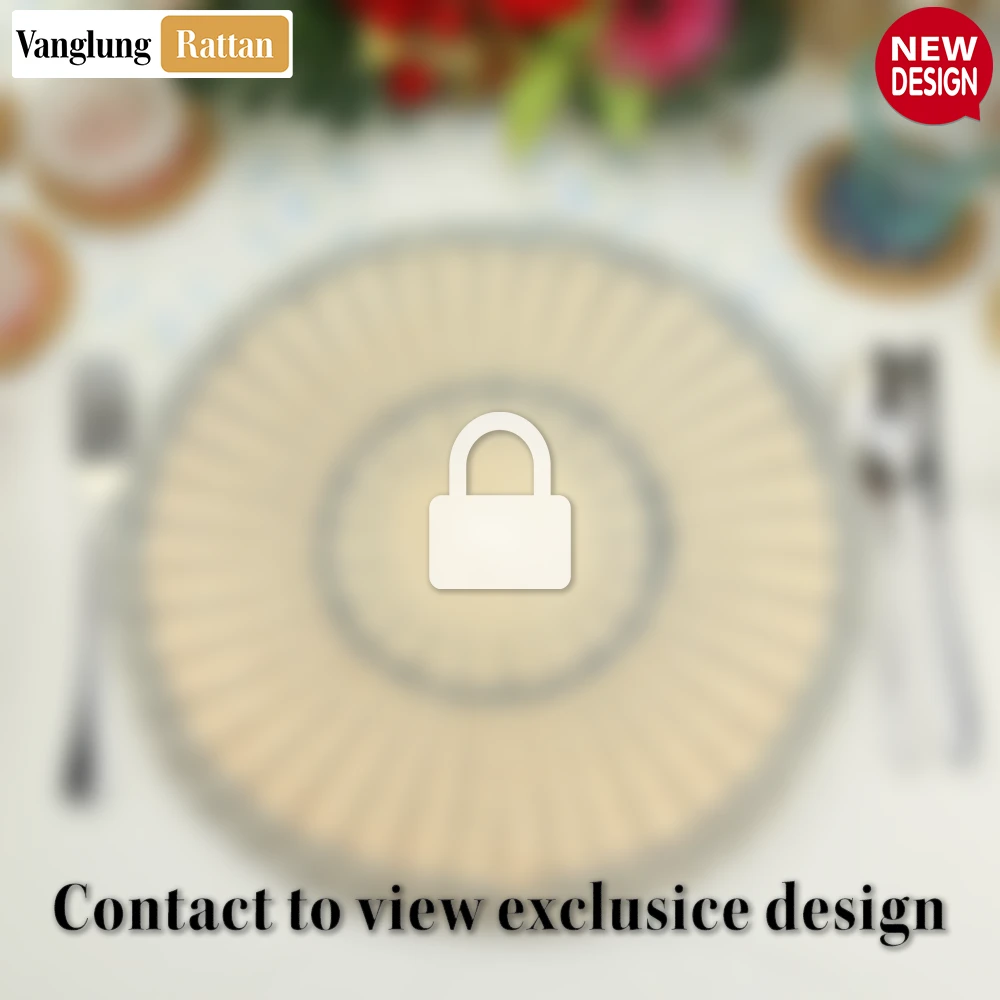 Round Woven Rattan Placemat with Blue Coastal Trim - UP034019 - 🏖️ Applications