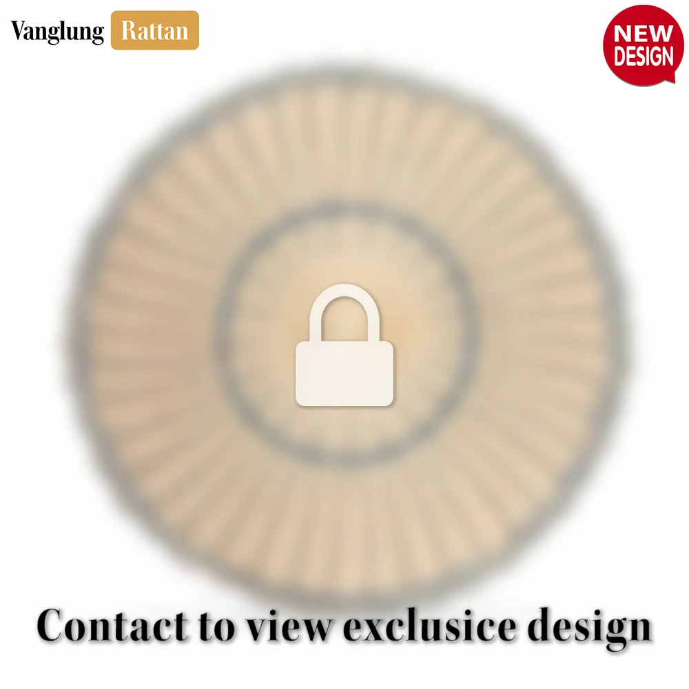 Round Woven Rattan Placemat with Blue Coastal Trim - UP034019 - Round Woven Rattan Placemat with Blue Coastal Trim - UP034019