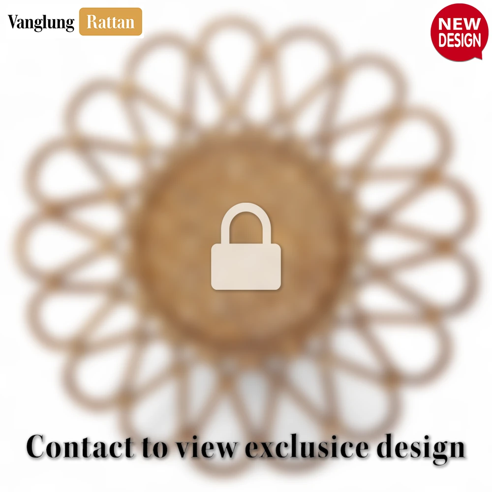 Scalloped Flower Handwoven Bamboo Rattan Placemat with Green Hexagon Pattern - UP054031 - 🌸 Scalloped Flower Handwoven Bamboo Rattan Placemat with Green Hexagon Pattern - UP054031