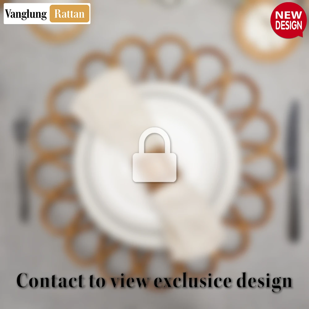 Scalloped Flower Handwoven Bamboo Rattan Placemat with Green Hexagon Pattern - UP054031 - 🏆 Why Choose VanglungRattan