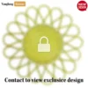Yellow Scalloped Flower Handwoven Bamboo Rattan Placemat with Spiral Weave - UP054035-1.webp