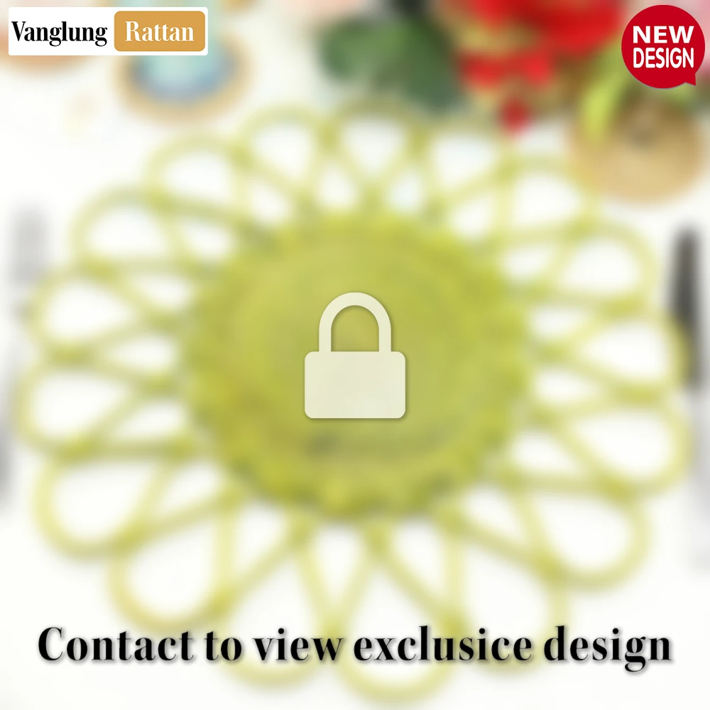 Light Green Scalloped Flower Handwoven Bamboo Rattan Placemat with Spiral Weave - UP054035 - 🏆 Why Choose VanglungRattan