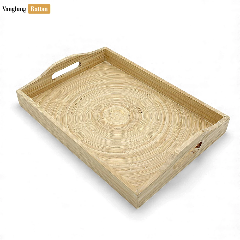 Eco-Friendly Natural Coiled Bamboo Organizer Tray - Rectangle Serving Platter with Handles - STCN061001NA-1.webp