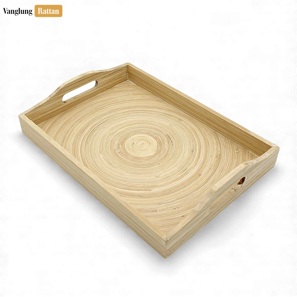 Eco-Friendly Natural Coiled Bamboo Organizer Tray - Rectangle Serving Platter with Handles - STCN061001NA-2.webp