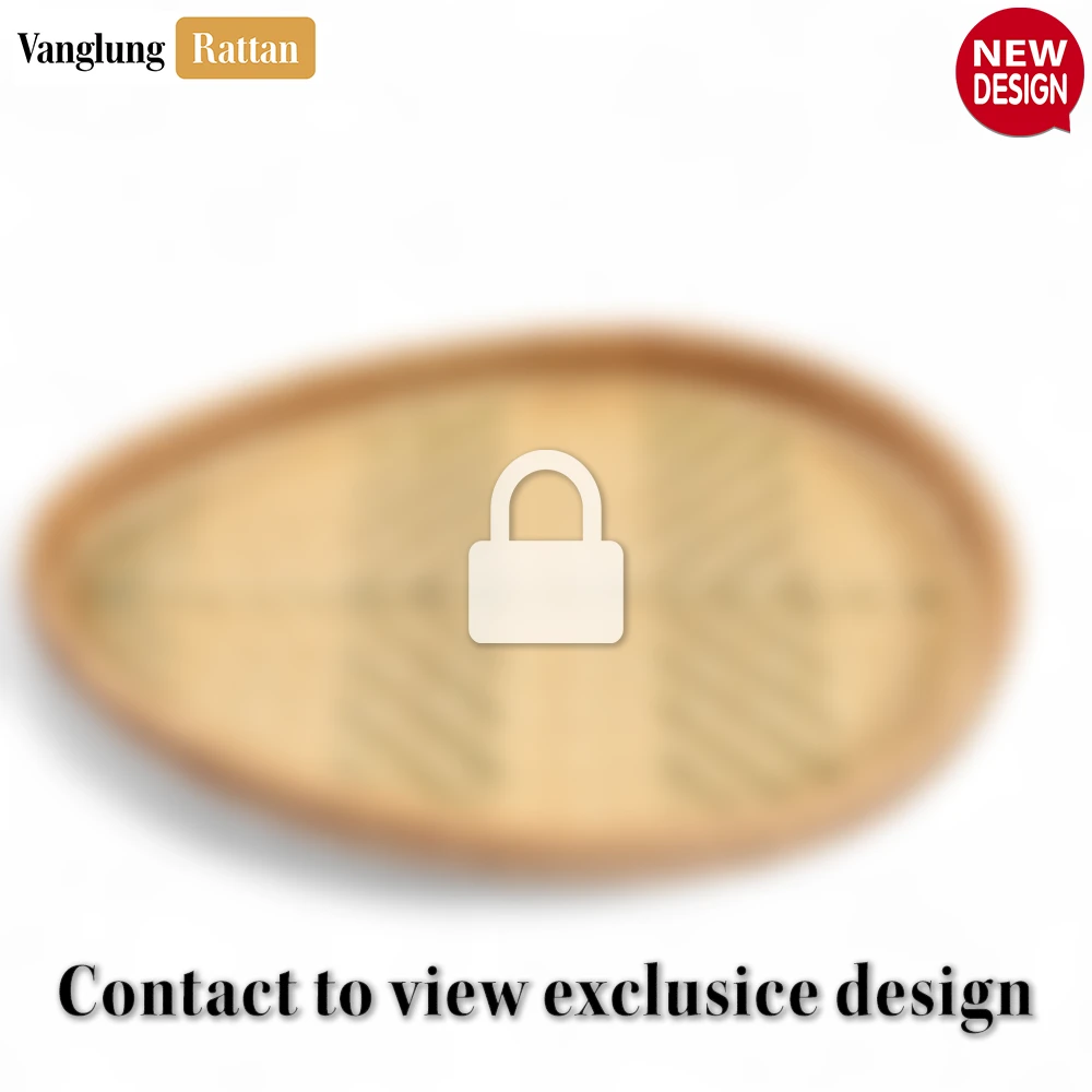 Handmade Teardrop Shape Bamboo Rattan Serving Tray with Green and Natural Herringbone Weave - STDR013006 - Q: What makes the herringbone weave pattern special?