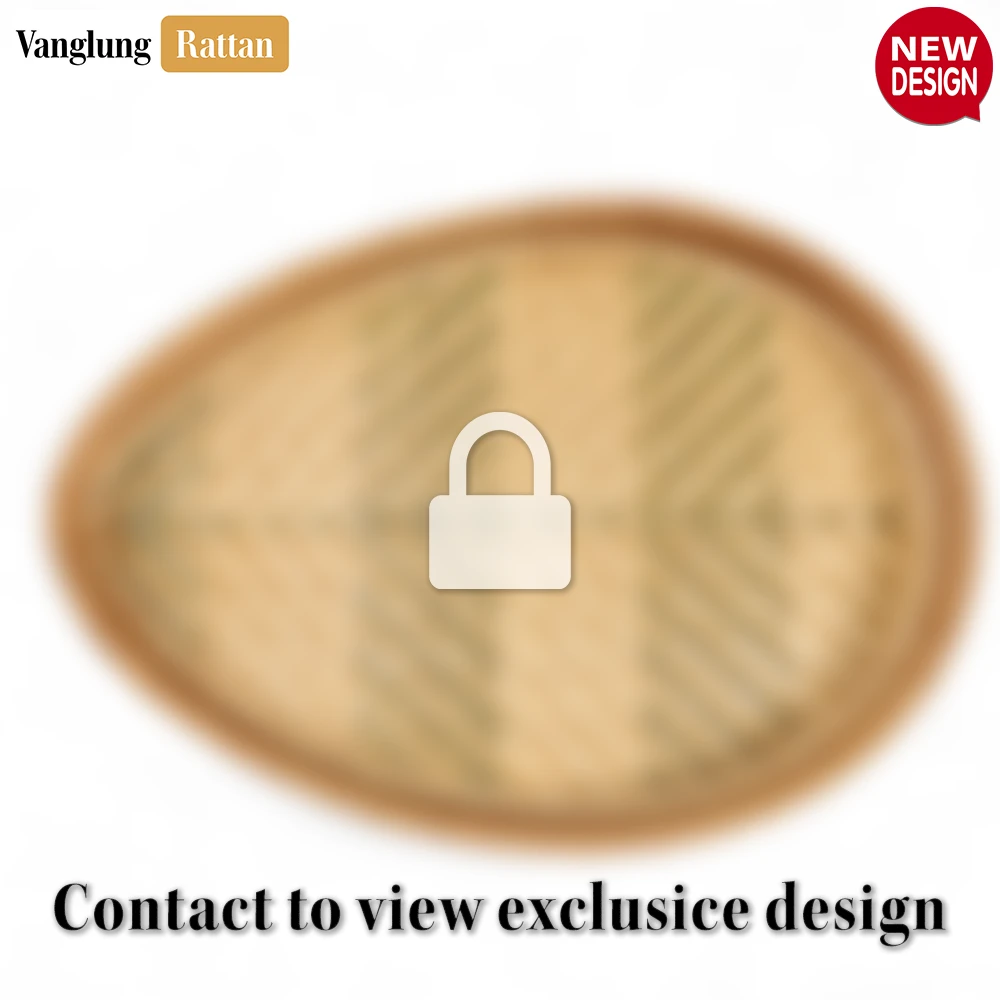 Handmade Teardrop Shape Bamboo Rattan Serving Tray with Green and Natural Herringbone Weave - STDR013006 - Q: How do I properly care for my bamboo rattan serving tray?