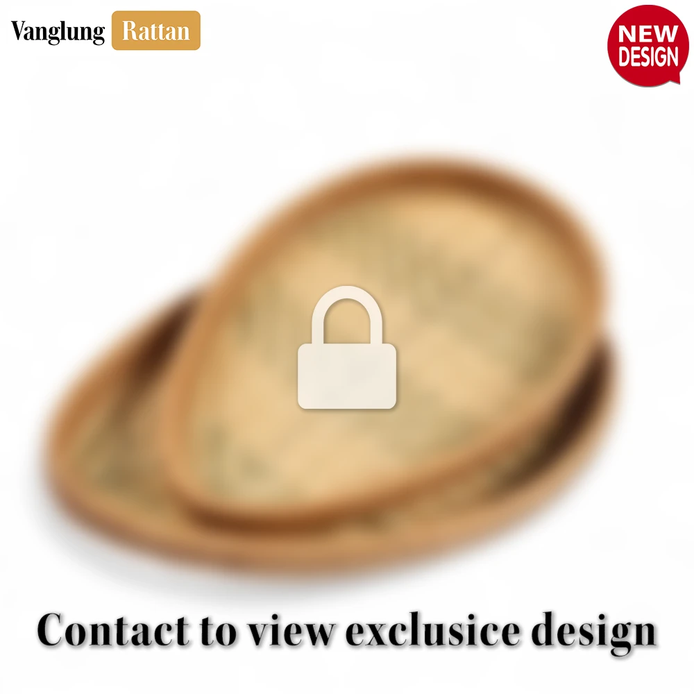 Handmade Teardrop Shape Bamboo Rattan Serving Tray with Green and Natural Herringbone Weave - STDR013006 - ✨ Product Highlights