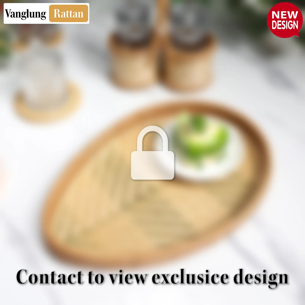 Handmade Teardrop Shape Bamboo Rattan Serving Tray with Green and Natural Herringbone Weave - STDR013006 - ❓ Frequently Asked Questions