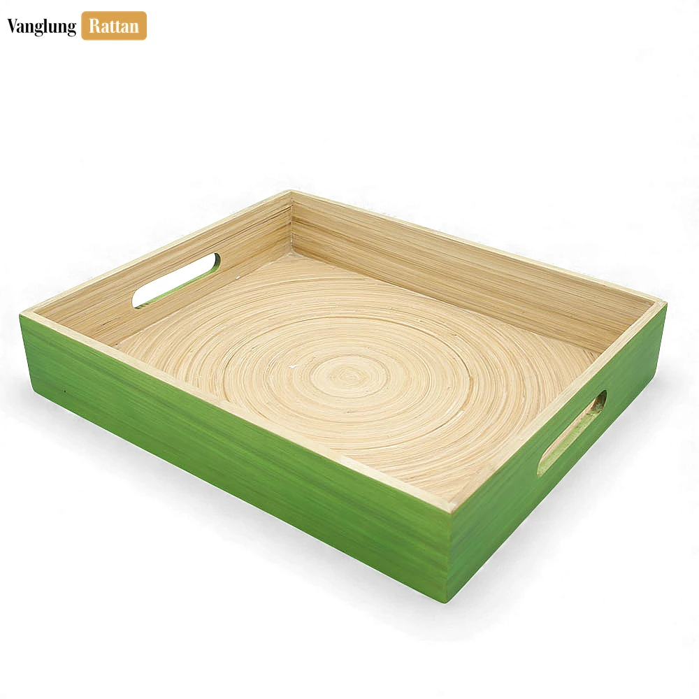 Rectangular Green Coiled Bamboo Serving Tray - Straight-Edge Box Design - STCN061002GR-2.webp
