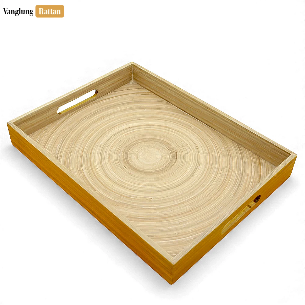Rectangular Orange Coiled Bamboo Serving Tray - Straight-Edge Box Design - STCN061002OR-1.webp