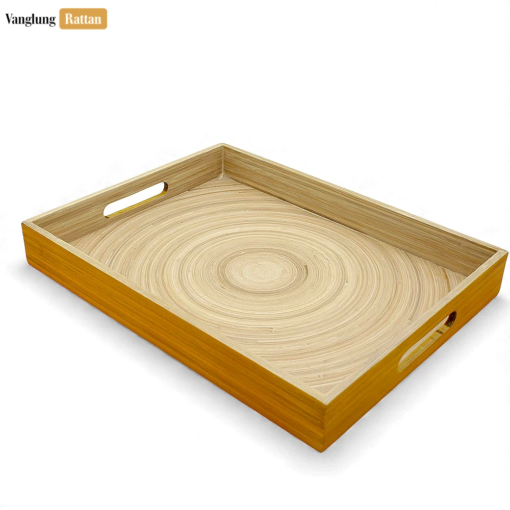 Rectangular Orange Coiled Bamboo Serving Tray - Straight-Edge Box Design - STCN061002OR-2.webp