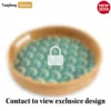 Round Handwoven Bamboo Rattan Handles Serving Tray with Green Japan Pattern - STRO013003JP-1.webp