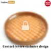 Round Handwoven Bamboo Rattan Handles Serving Tray with Orange Checkered Weave - STRO013003OR-1.webp