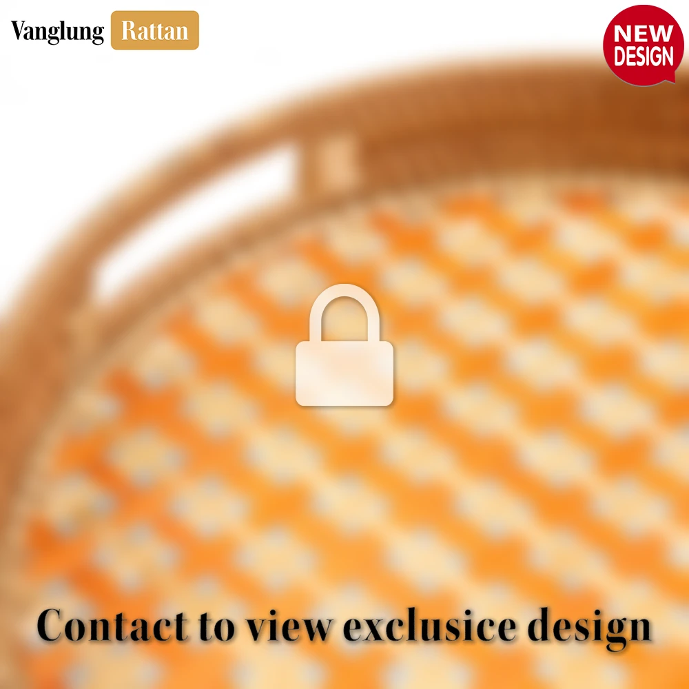 Round Handwoven Bamboo Rattan Handles Serving Tray with Orange Checkered Weave - STRO013003OR - ❓ Frequently Asked Questions