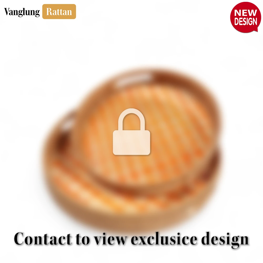 Round Handwoven Bamboo Rattan Handles Serving Tray with Orange Checkered Weave - STRO013003OR - Q: How do I clean and maintain my bamboo rattan serving tray?