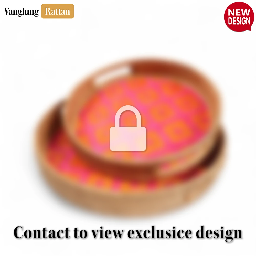 Round Handwoven Bamboo Rattan Handles Serving Tray with Pink Diamond Pattern - STRO013003PK - ❓ Frequently Asked Questions