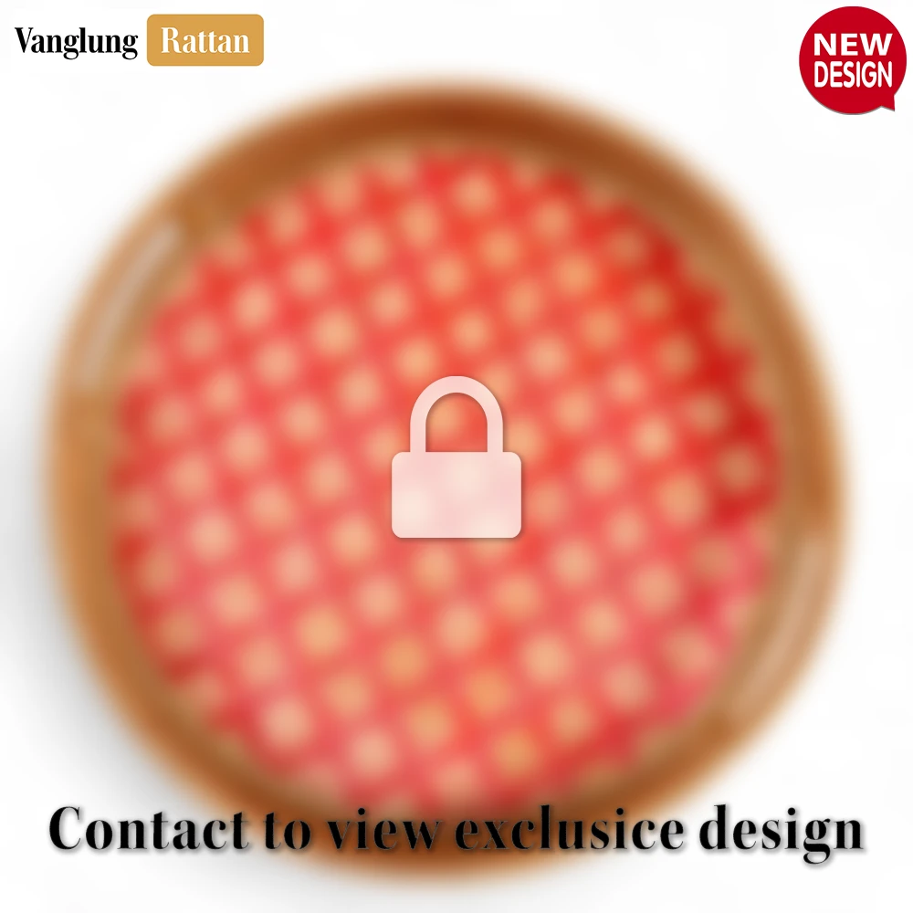 Round Handwoven Bamboo Rattan Handles Serving Tray with Red and Natural Diamond Pattern - STRO013003RE - 🏆 Why Choose VanglungRattan?
