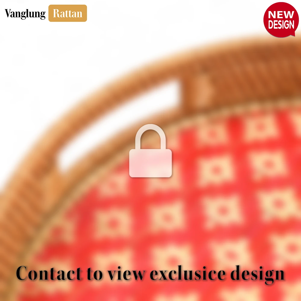 Round Handwoven Bamboo Rattan Handles Serving Tray with Red and Natural Diamond Pattern - STRO013003RE - ❓ Frequently Asked Questions