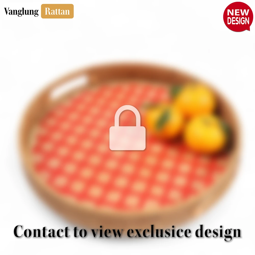 Round Handwoven Bamboo Rattan Handles Serving Tray with Red and Natural Diamond Pattern - STRO013003REB - ❓ Frequently Asked Questions