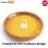 Round Handwoven Bamboo Rattan Handles Serving Tray with Yellow and Natural Diamond Pattern - STRO013003YL-1.webp