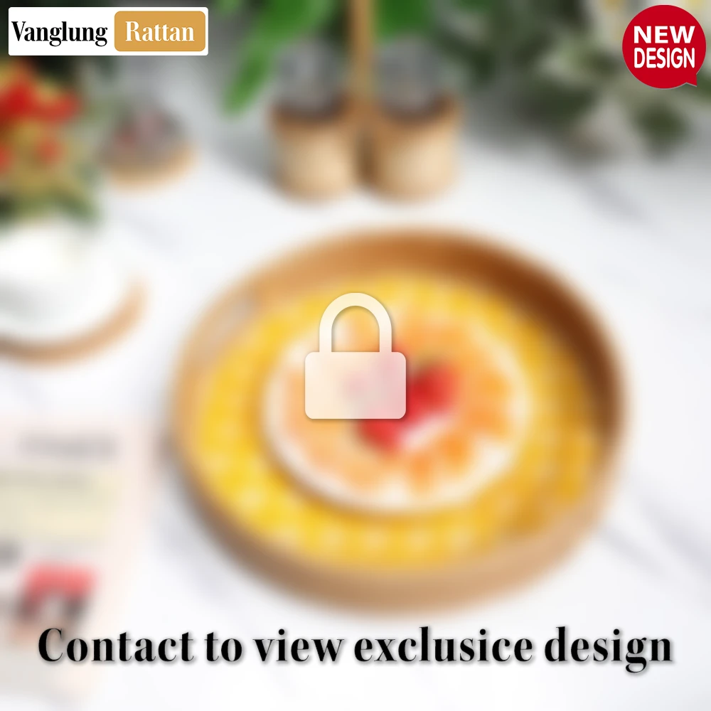 Round Handwoven Bamboo Rattan Handles Serving Tray with Yellow and Natural Diamond Pattern - STRO013003YL-2.webp