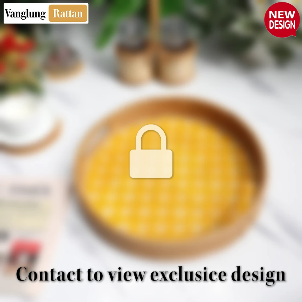 Round Handwoven Bamboo Rattan Handles Serving Tray with Yellow and Natural Diamond Pattern - STRO013003YL - Q: Is this serving tray suitable for hot dishes?