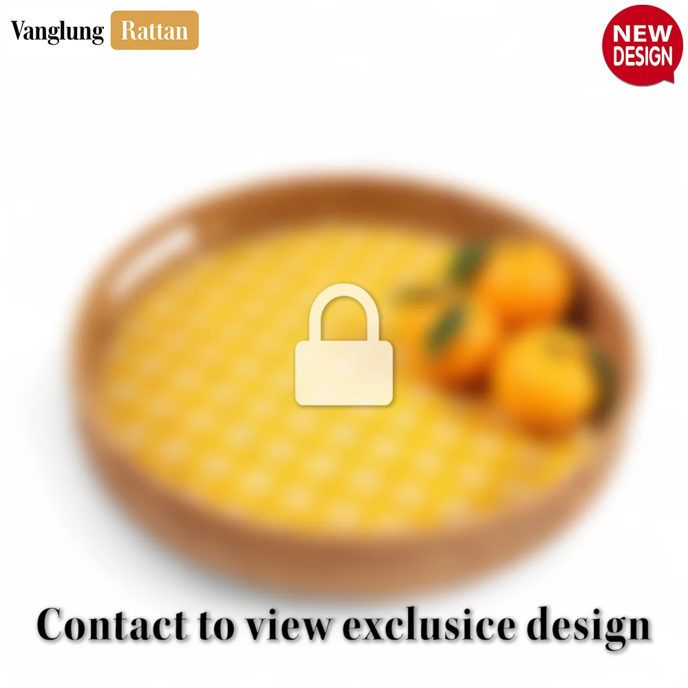 Round Handwoven Bamboo Rattan Handles Serving Tray with Yellow and Natural Diamond Pattern - STRO013003YL - Q: What makes the diamond pattern special in this design?