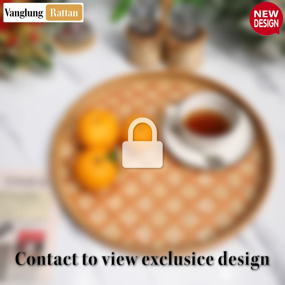 Round Handwoven Bamboo Rattan Serving Tray with Brown and Natural Diamond Pattern - STRO013004BR-2.webp