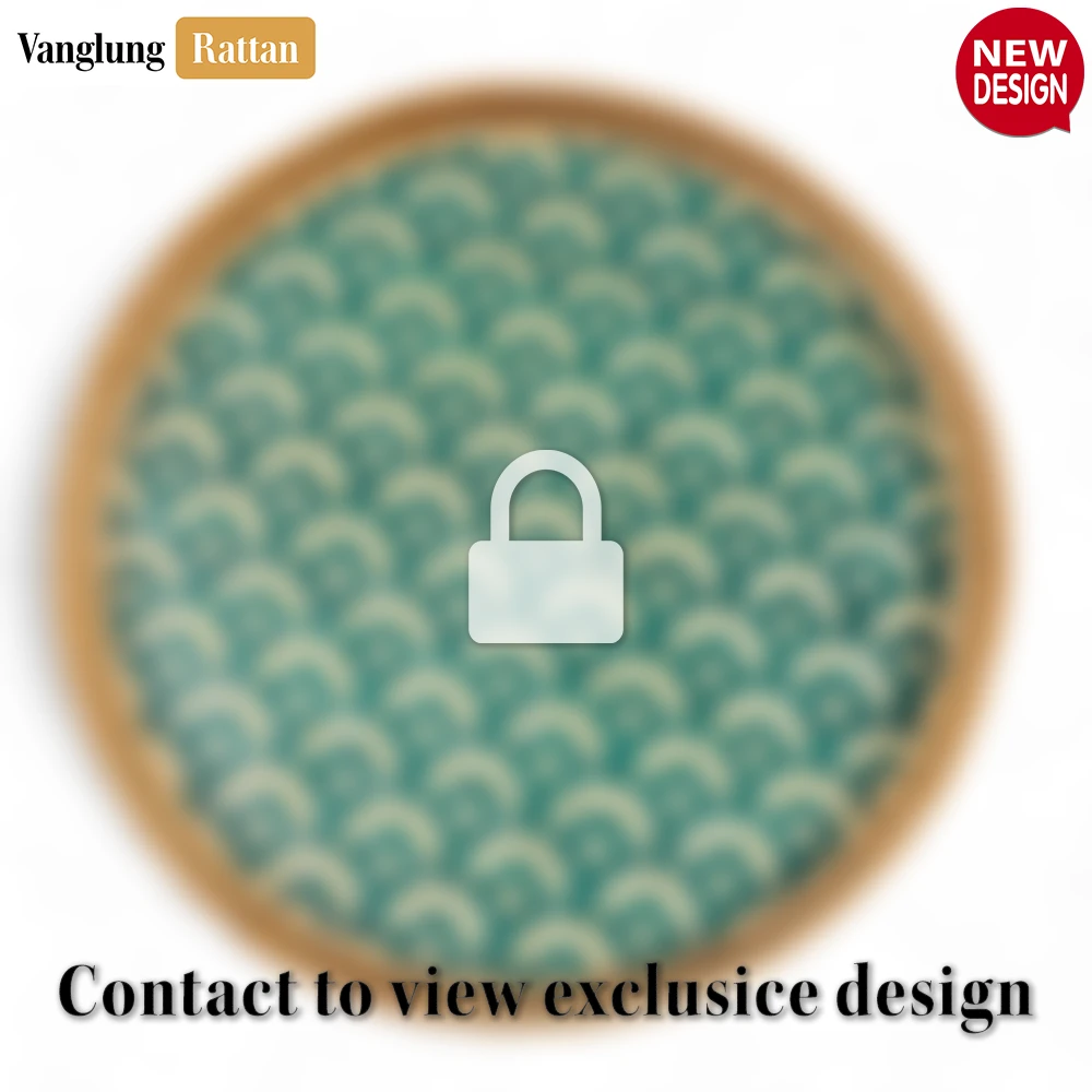 Round Handwoven Bamboo Rattan Serving Tray with Green Japan Pattern - STRO013004JP - ✨ Product Highlights