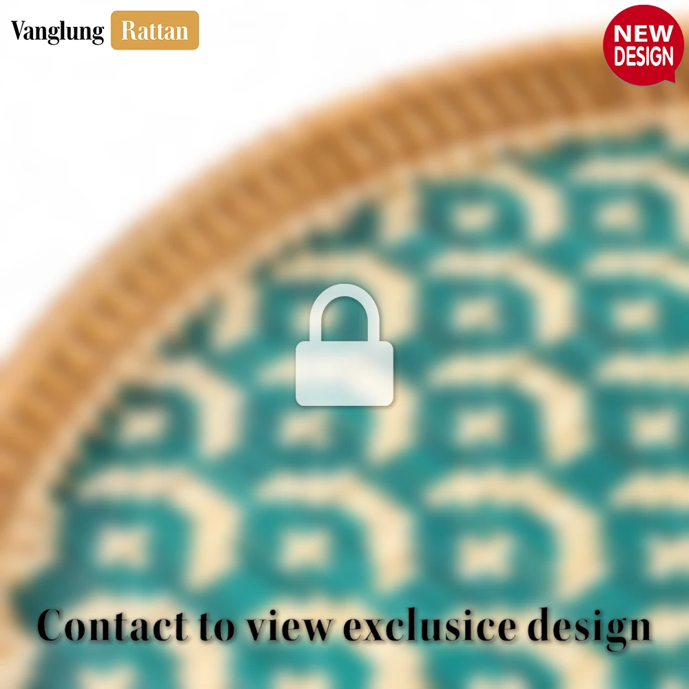 Round Handwoven Bamboo Rattan Serving Tray with Green Japan Pattern - STRO013004JP - 🏆 Why Choose VanglungRattan