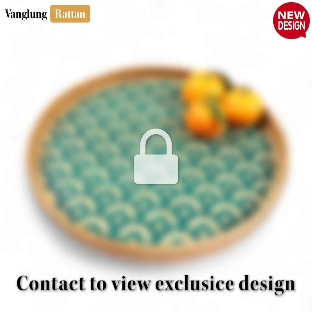 Round Handwoven Bamboo Rattan Serving Tray with Green Japan Pattern - STRO013004JP - ❓ Frequently Asked Questions