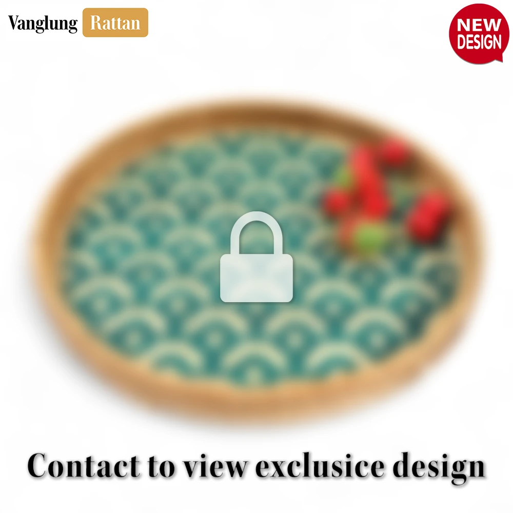 Round Handwoven Bamboo Rattan Serving Tray with Green Japan Pattern - STRO013004JP - Q: How do I properly care for my bamboo rattan serving tray?